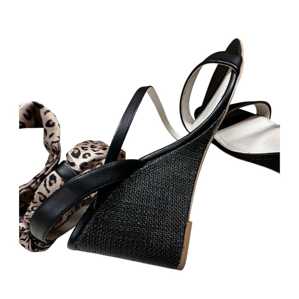 Sanctuary Sandals Whimsy Wedge Womens Size 11 Leopard Print Black Tie Strap - Picture 4 of 11